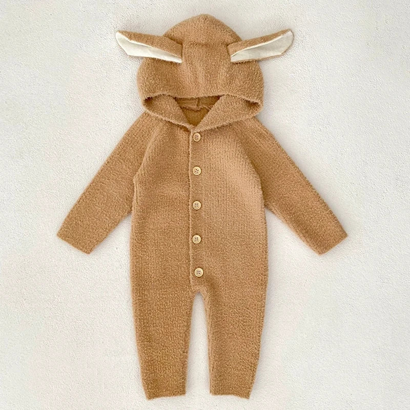 Cozy Cartoon Baby Rompers with Rabbit Ears | Adorable Infant Pajamas