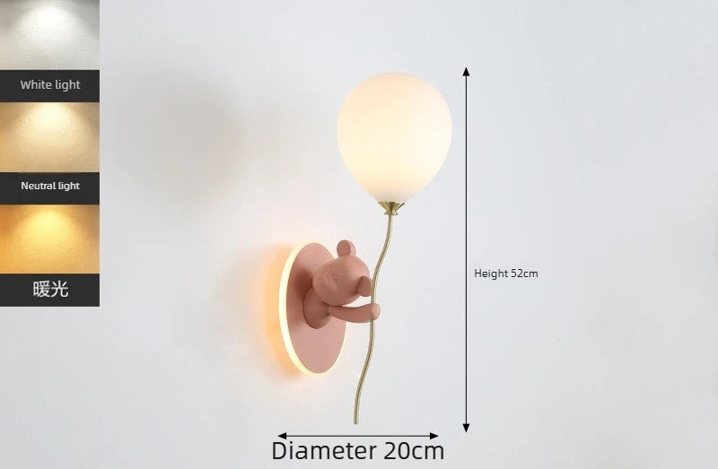 Lámpara de pared de oso creativo | Lámpara suave de globo de dibujos animados para habitaciones infantiles