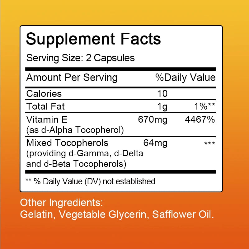 Vitamin E 1000 IU Capsules | Boost Skin Nutrition & Immunity