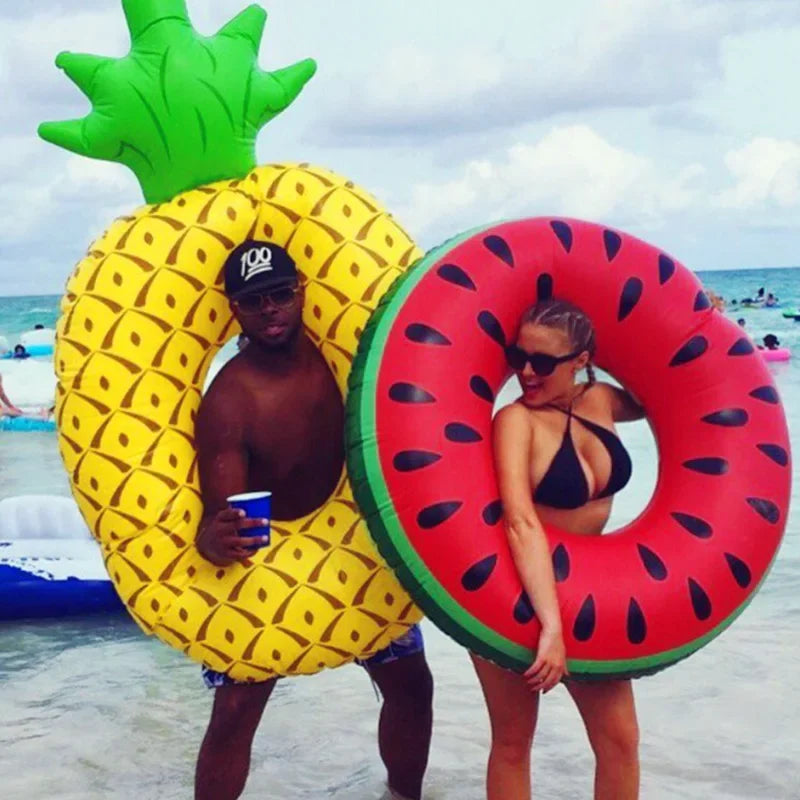 Inflatable Pineapple Watermelon Pool Float | Summer Fun Swim Ring