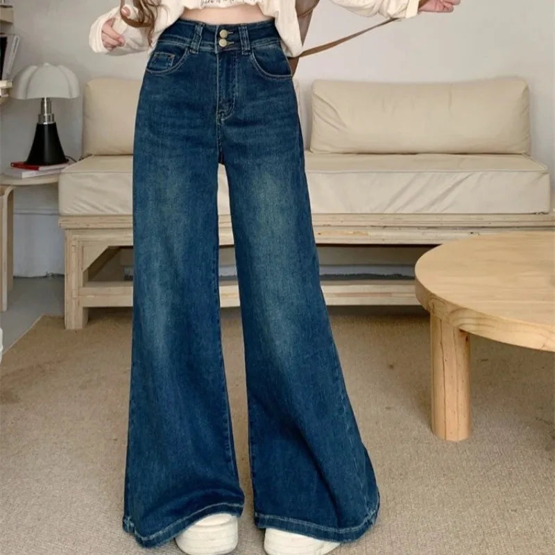 High Waist Loose Fit Wide Leg Jeans | Comfortable Denim Trousers