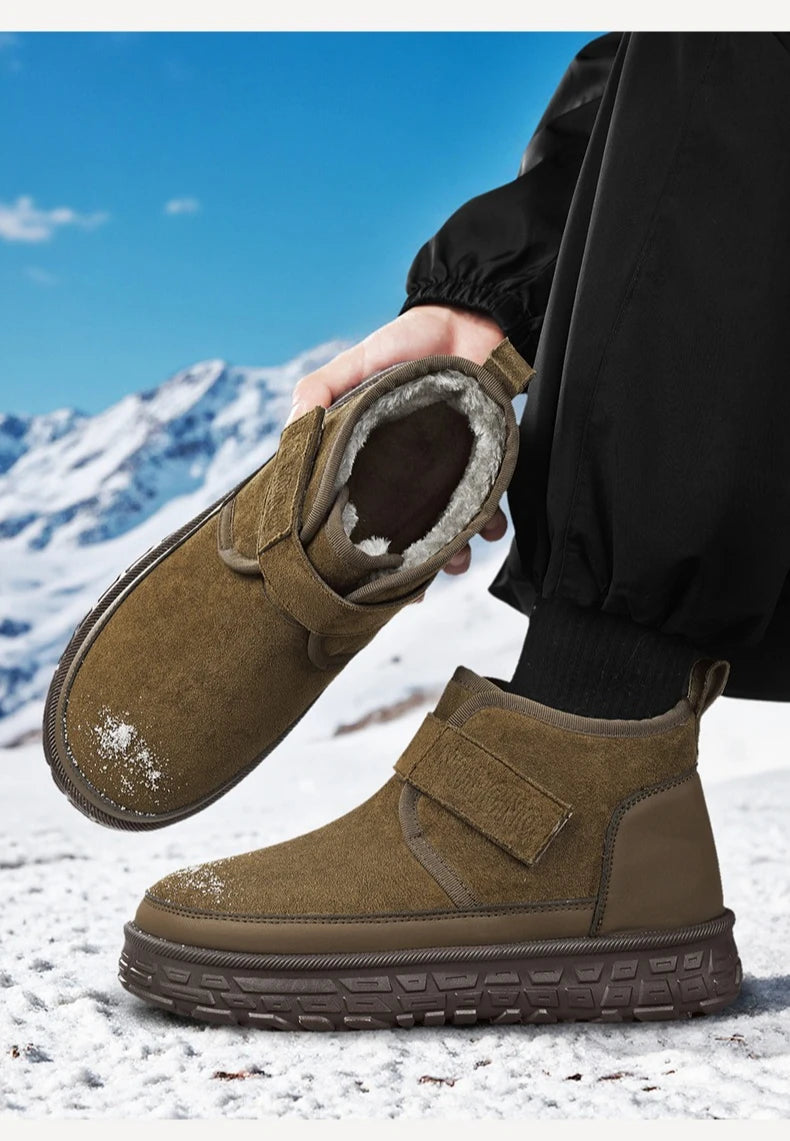 Men's Warm Fleece Lined Snow Boots | Mid-Calf Ankle Winter Shoes