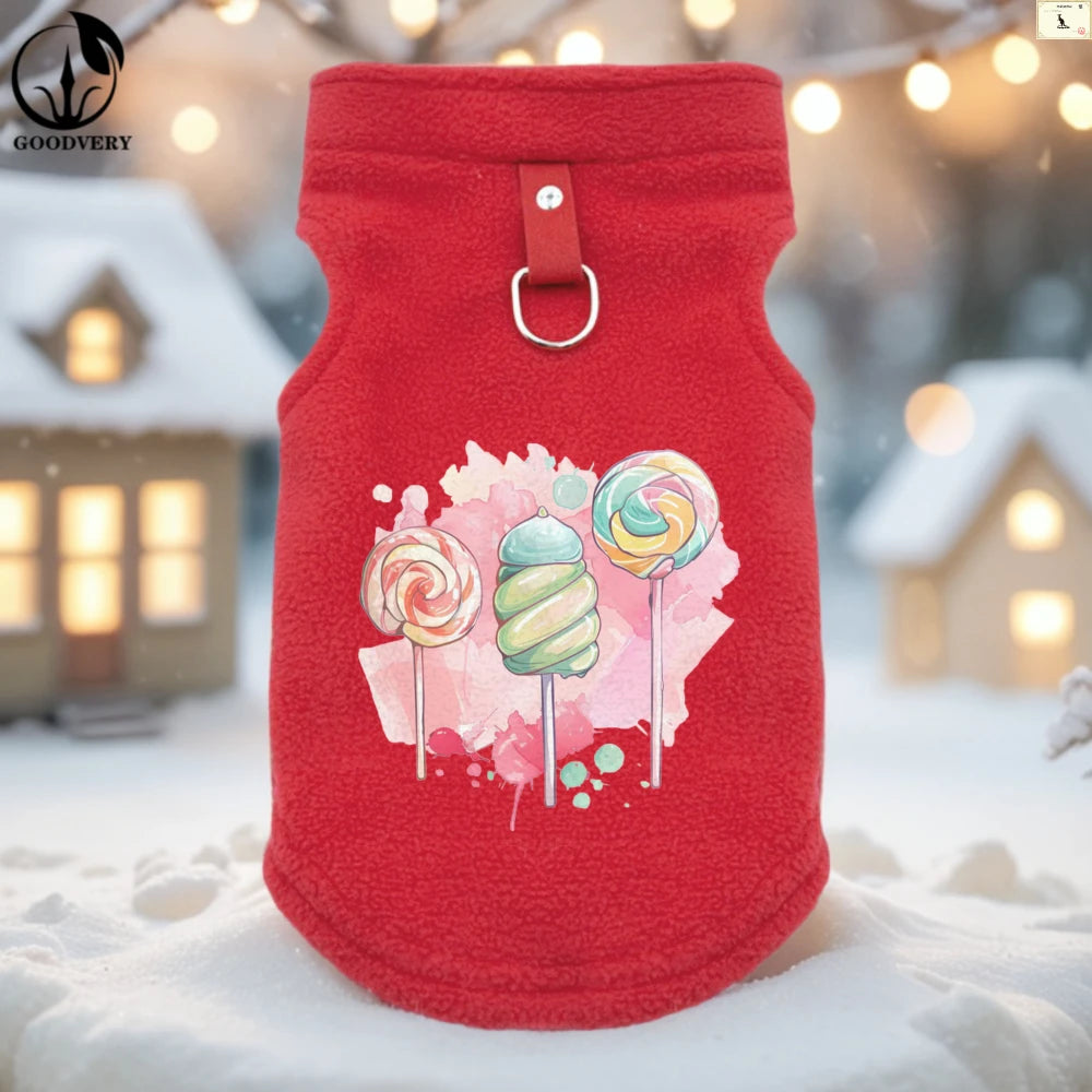 Suéter de invierno para gato con estampado de piruleta de dibujos animados para mascotas