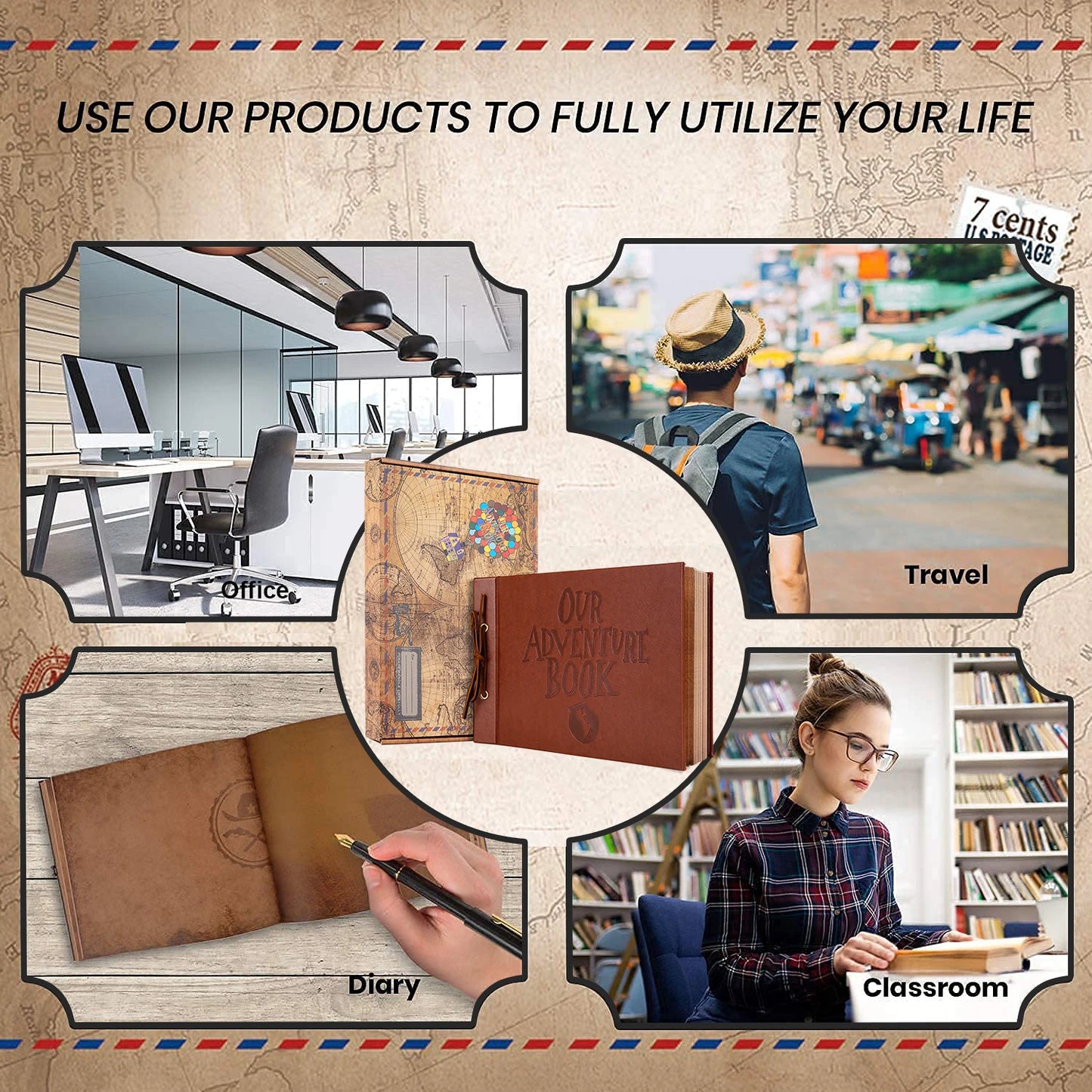 DIY Handmade Photo Album | 80 Pages Adventure Scrapbook Gift