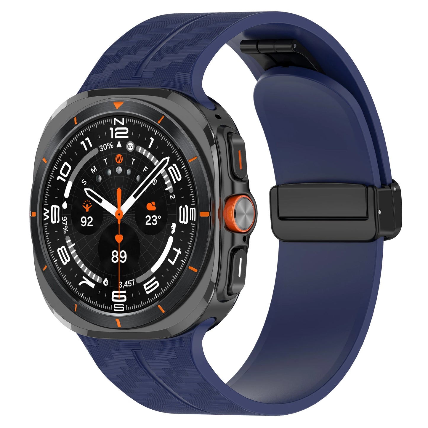 Silicone Sport Strap for 47mm Smartwatch | Magnetic Folding Clasp
