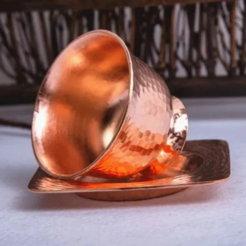 1pcs Handcrafted Pure Copper Coffee Mug 80ml Multipurpose Breakfast Tea Milk Water Cup Moscow Dessert Cafe Drinkware Couple Gift