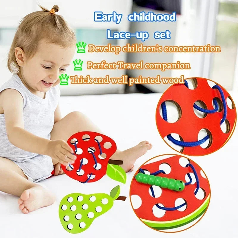 Educational Wooden Lacing Toy | Enhance Fine Motor Skills