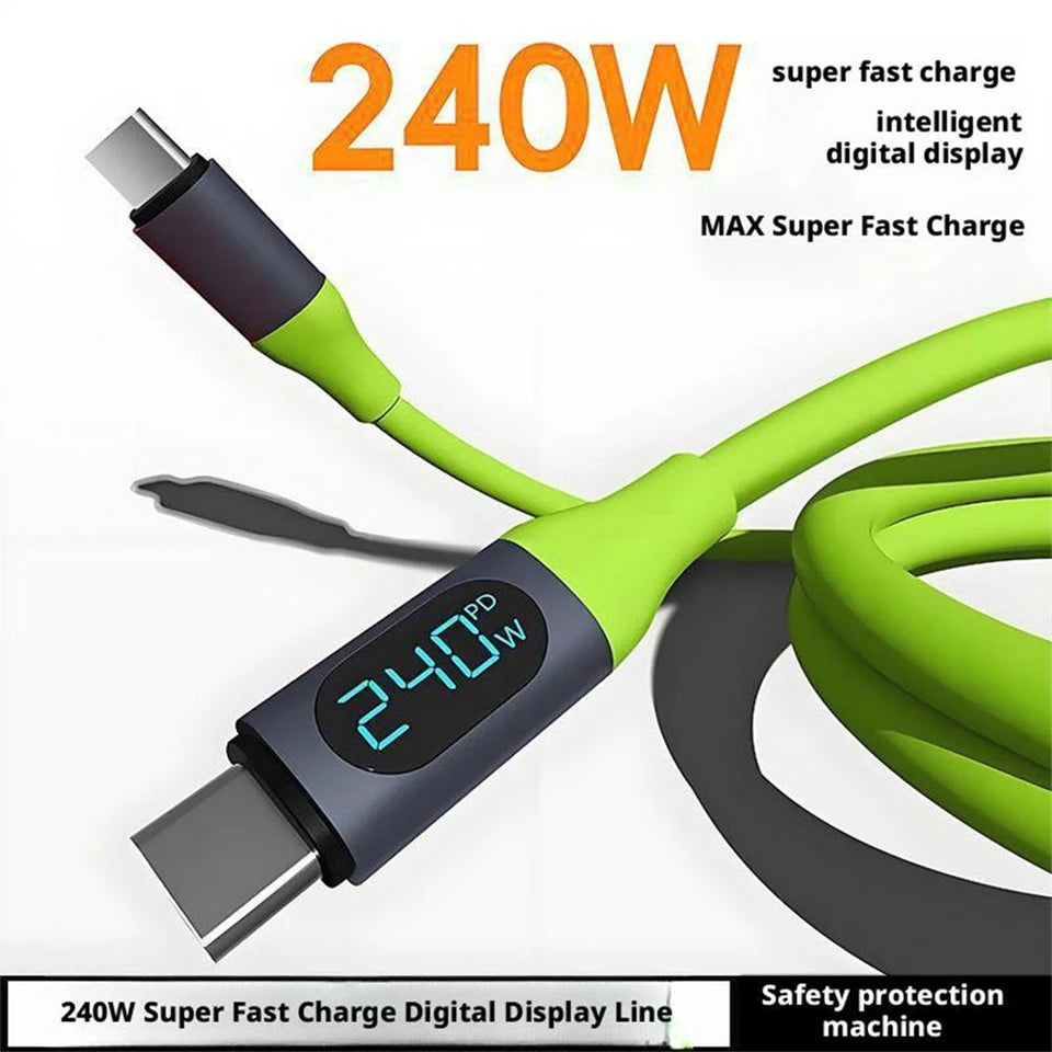 100W USB Type C Cable | Fast Charging Data Cord with LED Display
