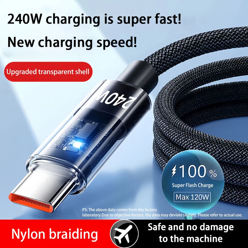 Super Fast Charging USB C Cable | 240W Dual Type C Charger