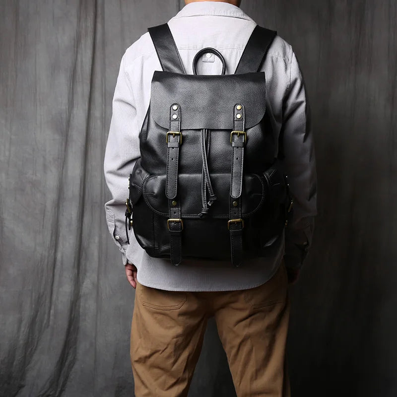 Men's Casual Leather Backpack | Large Capacity & Stylish Design
