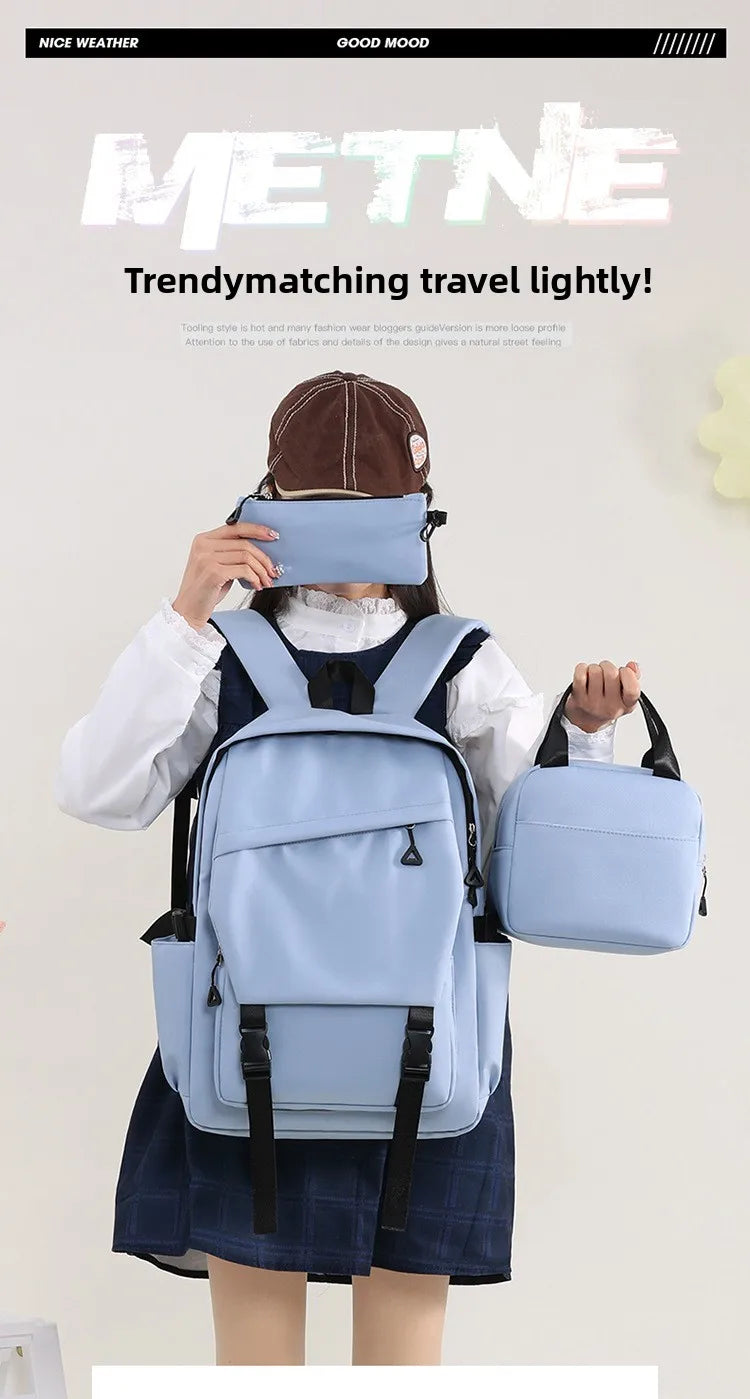 Versatile 3pcs Campus Backpack Set for Students and Travelers
