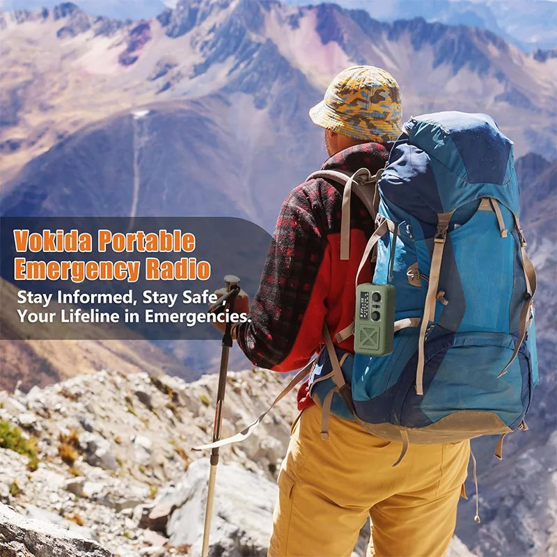 Emergency Weather Radio with Solar & Manual Crank Charging