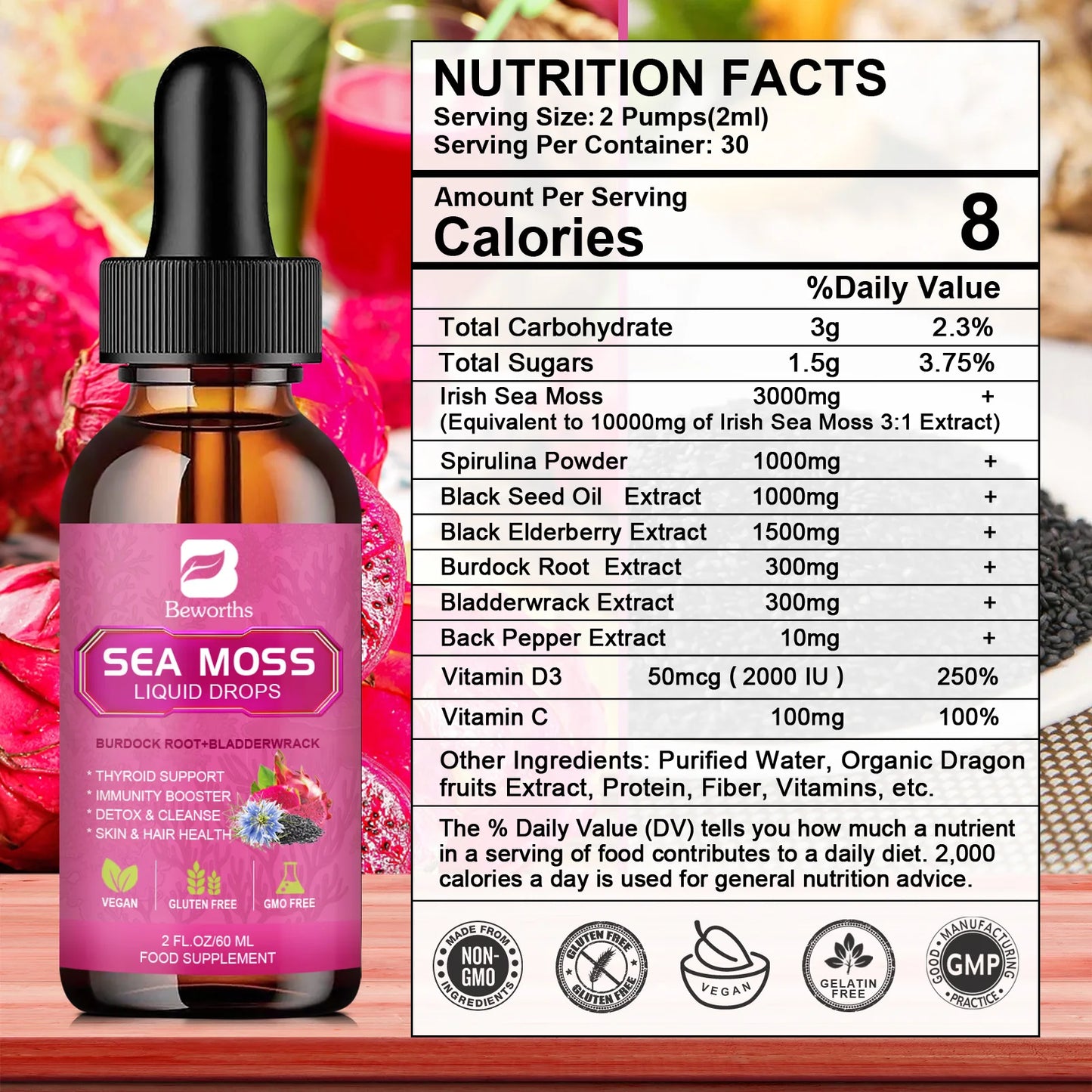 Organic Sea Moss Liquid Drops | Enhance Immunity & Vitality