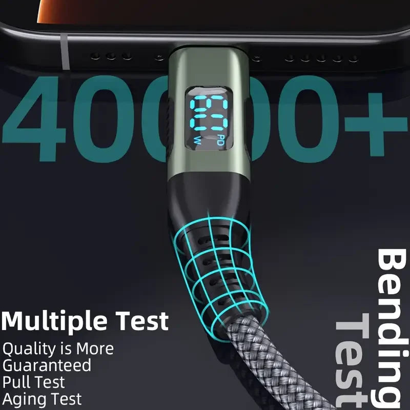 High Speed USB Type-C Fast Charging Cable with Digital Display