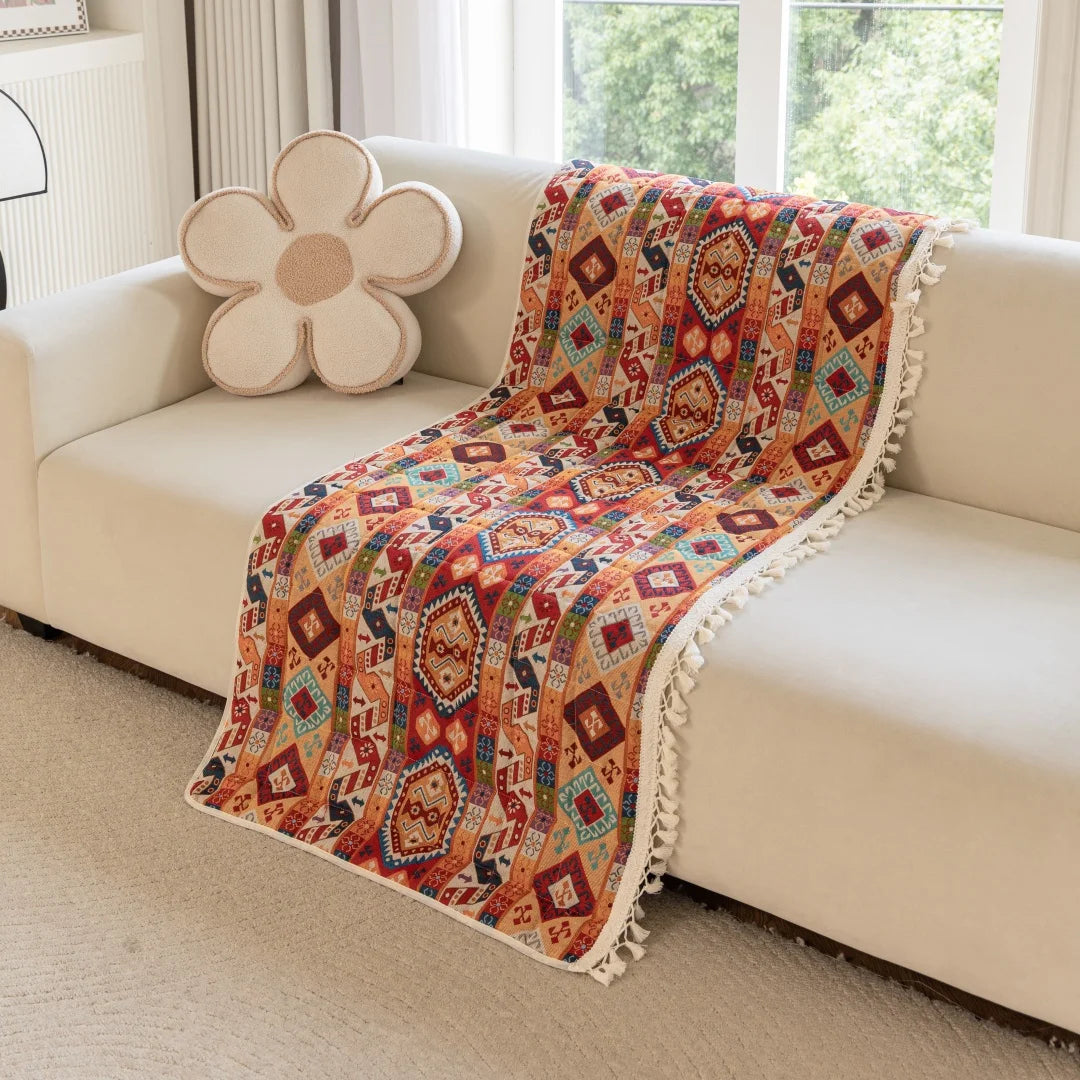 Boho Pattern Quilting Sofa Pad | Anti-Slip Multi-Use Cover