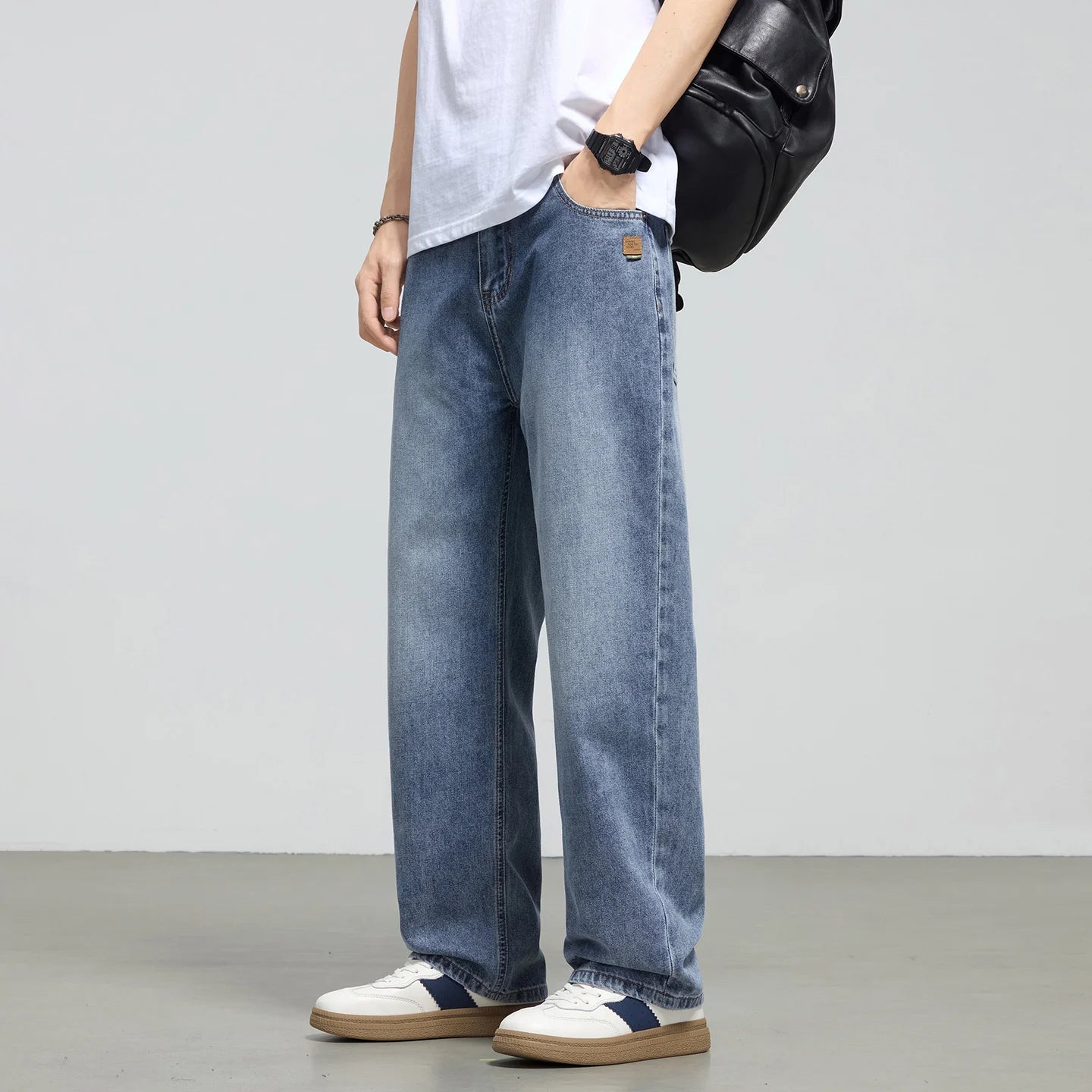 Men's Retro Straight Jeans | Casual Loose Wide Leg Denim Pants
