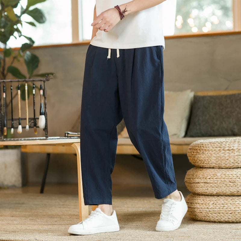 Men's Casual Cotton Linen Trousers | Breathable Stylish Pants