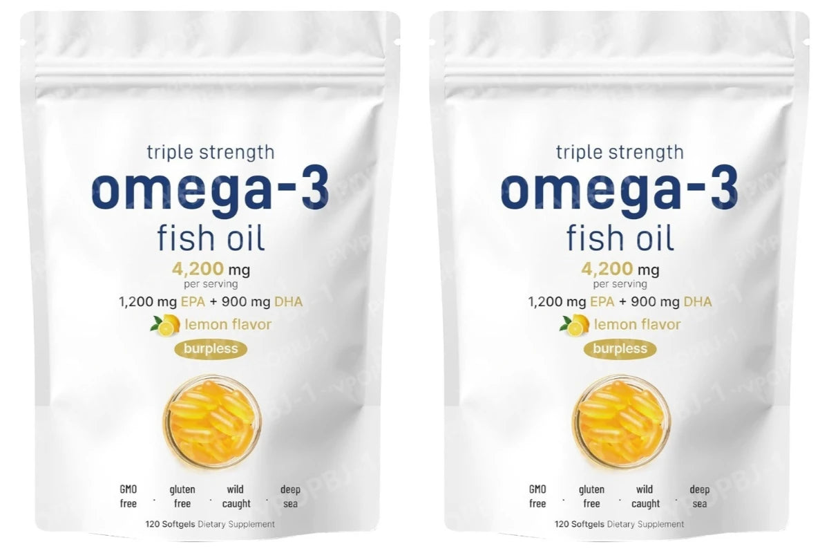 Triple Strength Omega 3 Fish Oil Supplements | Burpless EPA Formula
