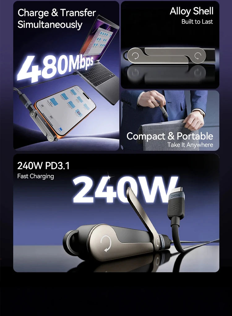 Type C Fast Charger with Foldable Phone Holder & Kickstand