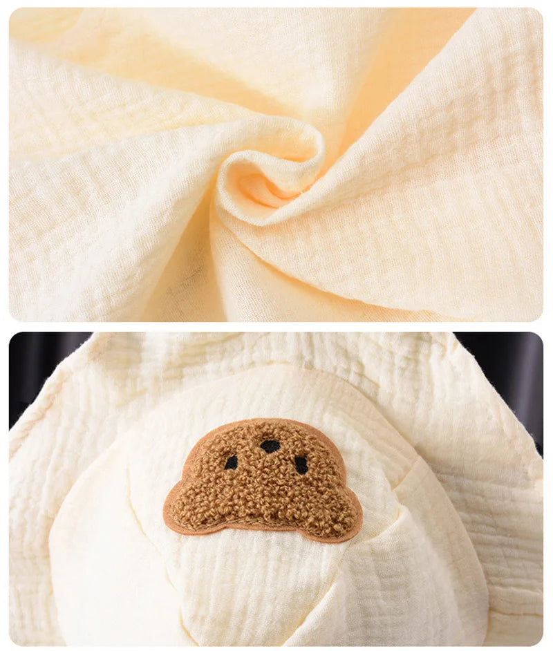 Cute Bear Muslin Baby Romper Hat Set | Ideal for Summer Comfort