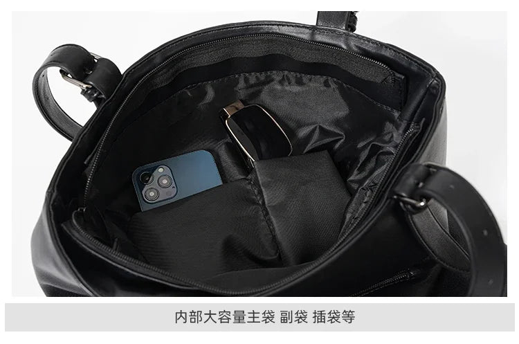 Soft Leather Tote Bag for Men | Large Capacity Business Casual