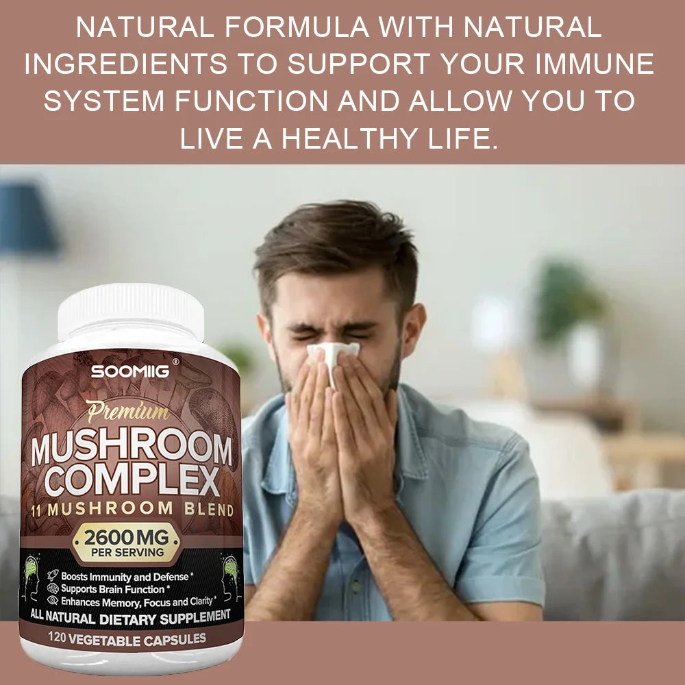 Mushroom Complex Capsules | Boost Memory, Focus & Energy