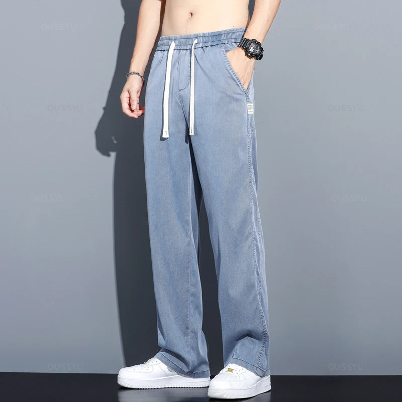 Men's Summer Loose Fit Soft Lyocell Jeans | Casual Comfort Trousers