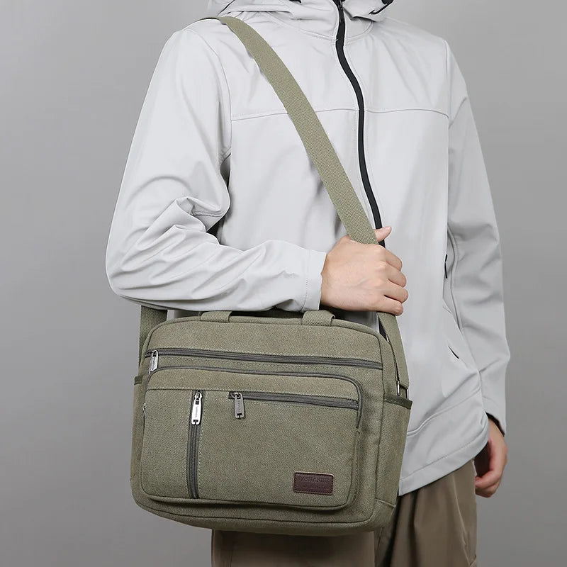 Men's Casual Canvas Shoulder Bag | Lightweight Crossbody Tote