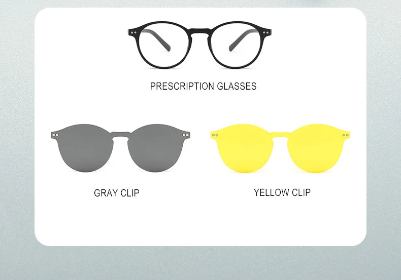 Custom Myopia Glasses with Polarized Clips | Stylish Vision Solution