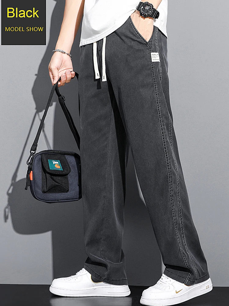 Men's Soft Lyocell Casual Jeans | Thin Loose Straight Pants