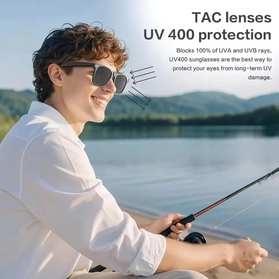 Smart AI Glasses | 8MP Camera, Noise-Cancelling, Waterproof Sunglasses