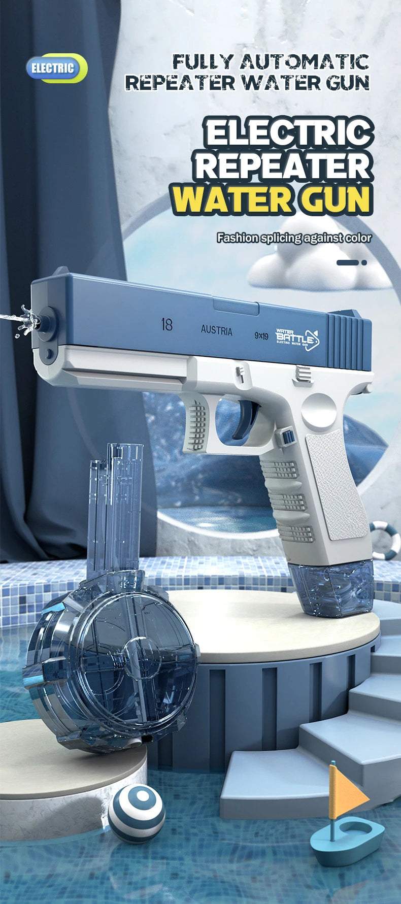 Electric Water Gun Pistol | Long Range Fun for Kids