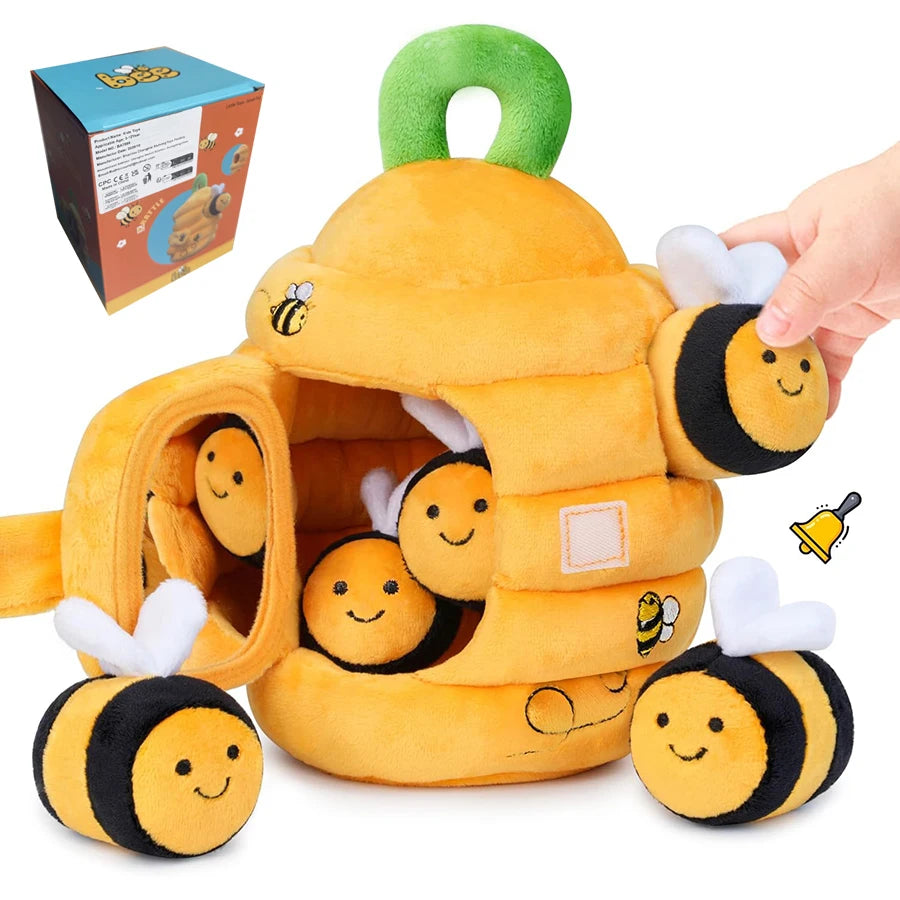 Plush Baby Beehive Toy with Stuffed Farm Animals | Sensory Fun