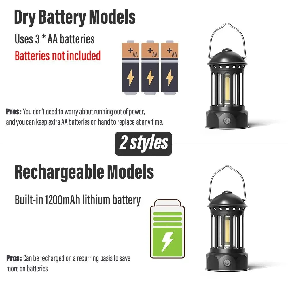 Linterna de camping de estilo romano vintage | Luz exterior recargable