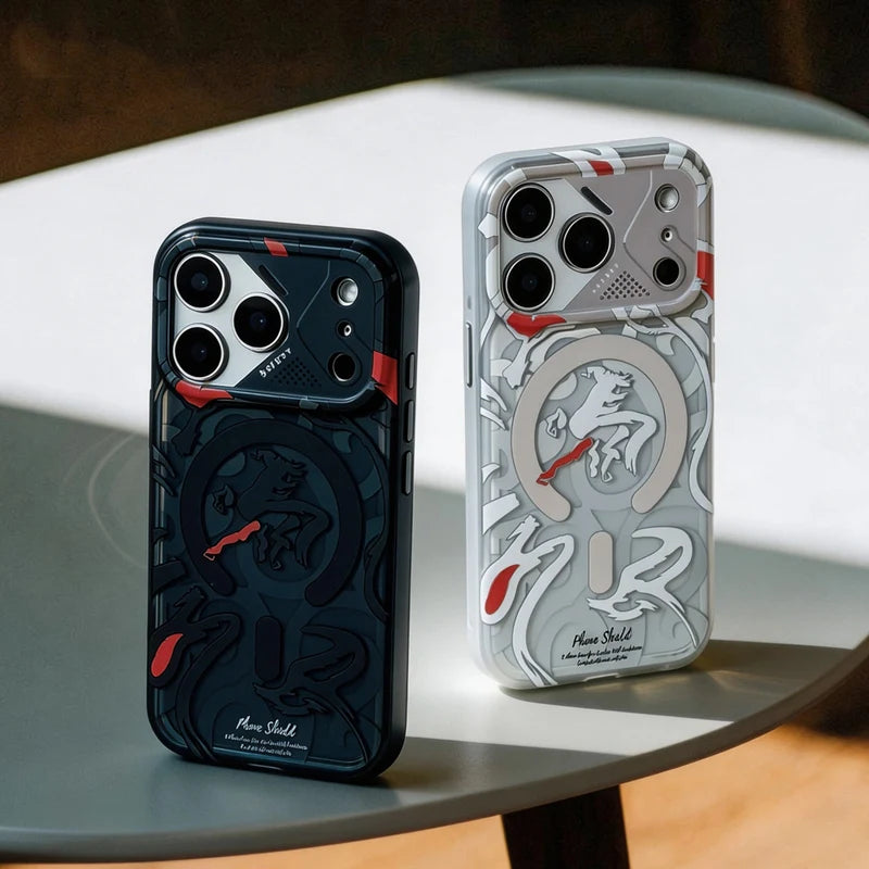 Magnetic Geometric Graffiti Case | Wireless Charging Compatible