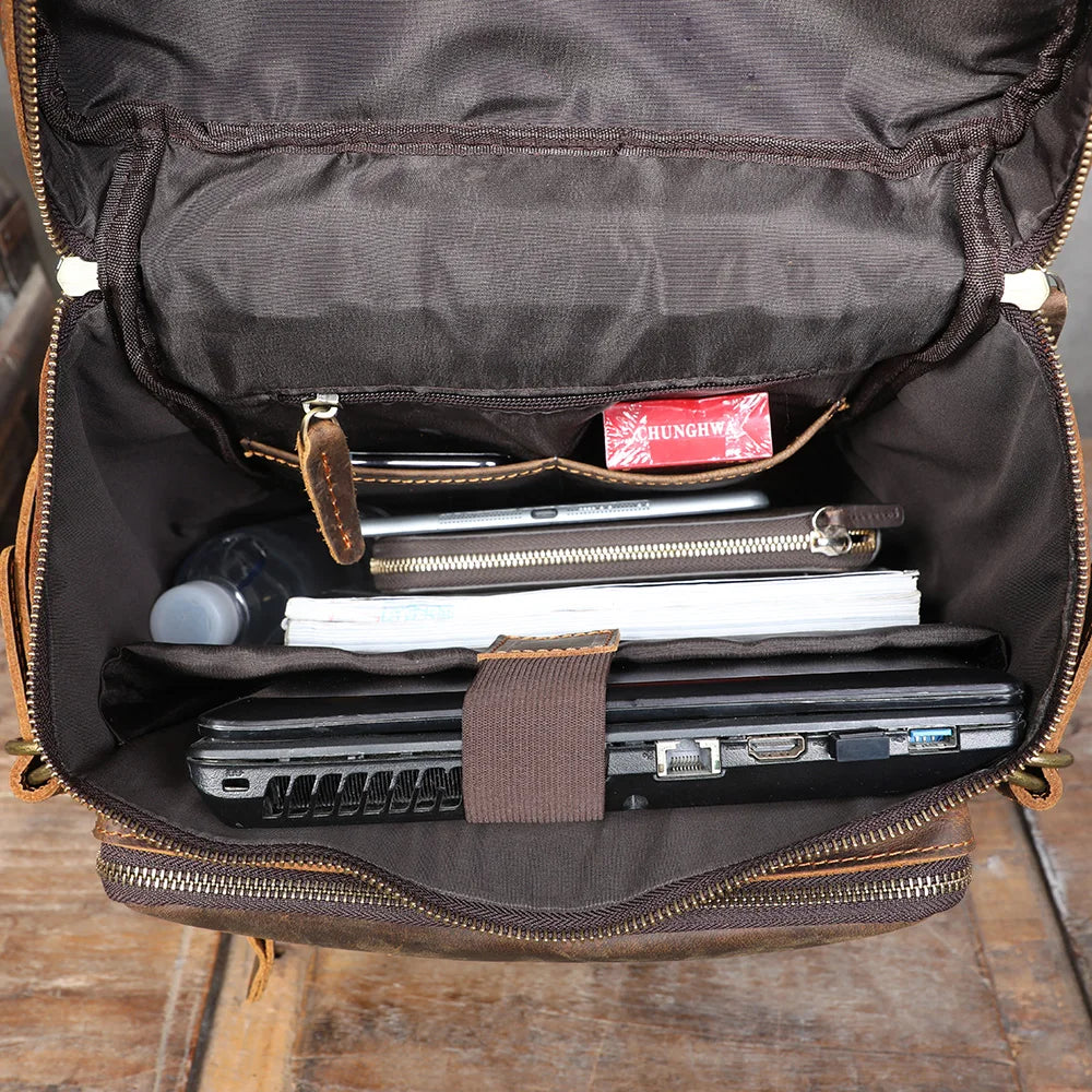 Vintage Genuine Leather Backpack | Stylish Outdoor Travel Bag