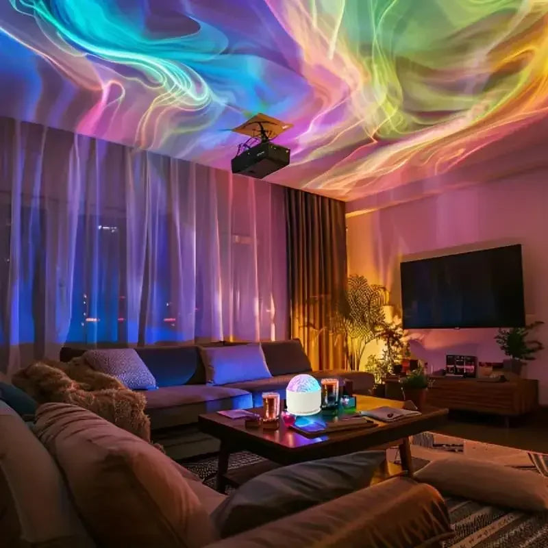 Aurora Water Ripple Projector | 16 Colors USB Rechargeable Lamp