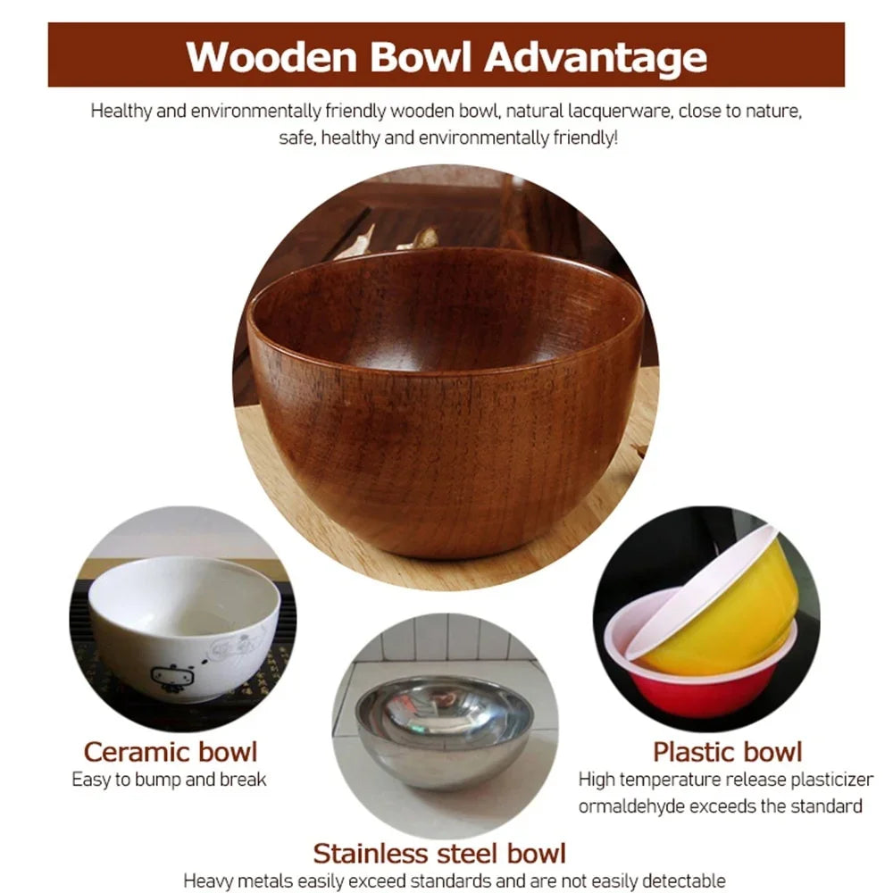 Japanese Style Wooden Bowl | Elegant Natural Wood Tableware