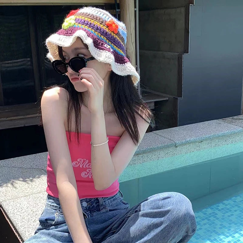 Women's Flower Crochet Bucket Hat | Handmade Spring Summer Style