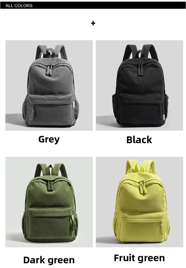 Stylish Neutral Corduroy Backpack | Versatile Large Capacity Daypack