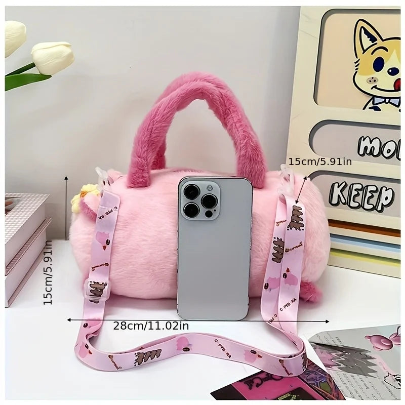 Stylish Plush Fur Crossbody Handbag | Cute Bucket Bag for Women