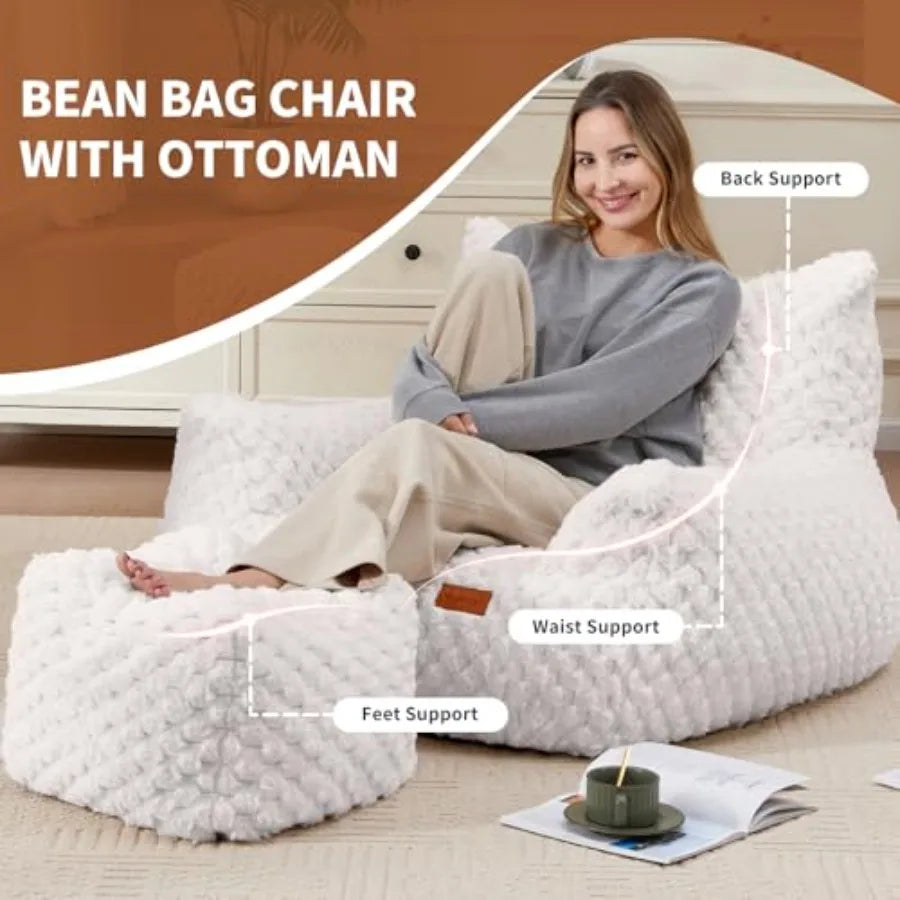 Comfy Giant Bean Bag Chair with Ottoman for Ultimate Relaxation
