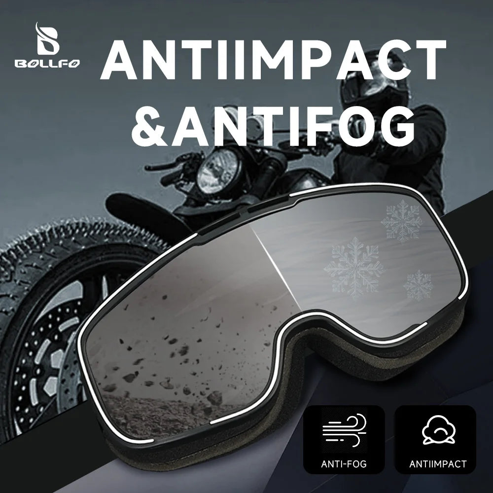 BOLLFO Photochromic Motorcycle Goggles Motorbike Eyewear OTG UV Protection Auto-tinting ATV Glasses Windproof Dirt Bike Goggles