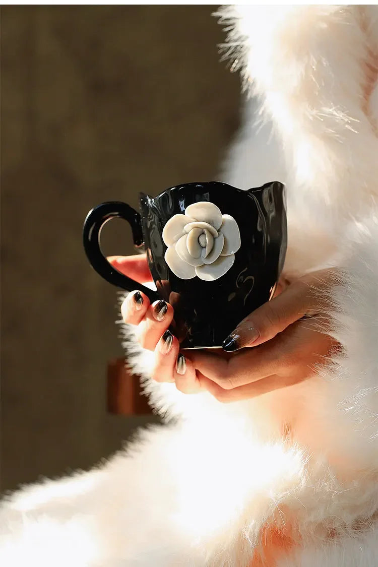 Elegant 3D Rose Ceramic Coffee Mugs | Stylish Drinkware for Every Occasion