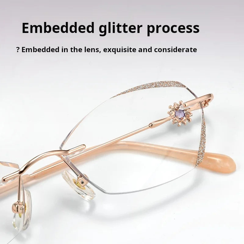 Stylish Rimless Cat's Eye Glasses | Anti Blue Light Prescription Eyewear