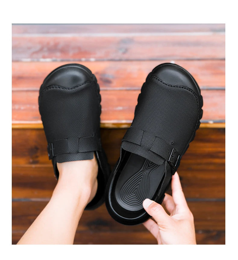 Summer Mens Casual Shoes Mesh Breathable Half Slippers Fashion Walking Sneakers Handmade Male Sandals Lightweight Non-slip Clogs