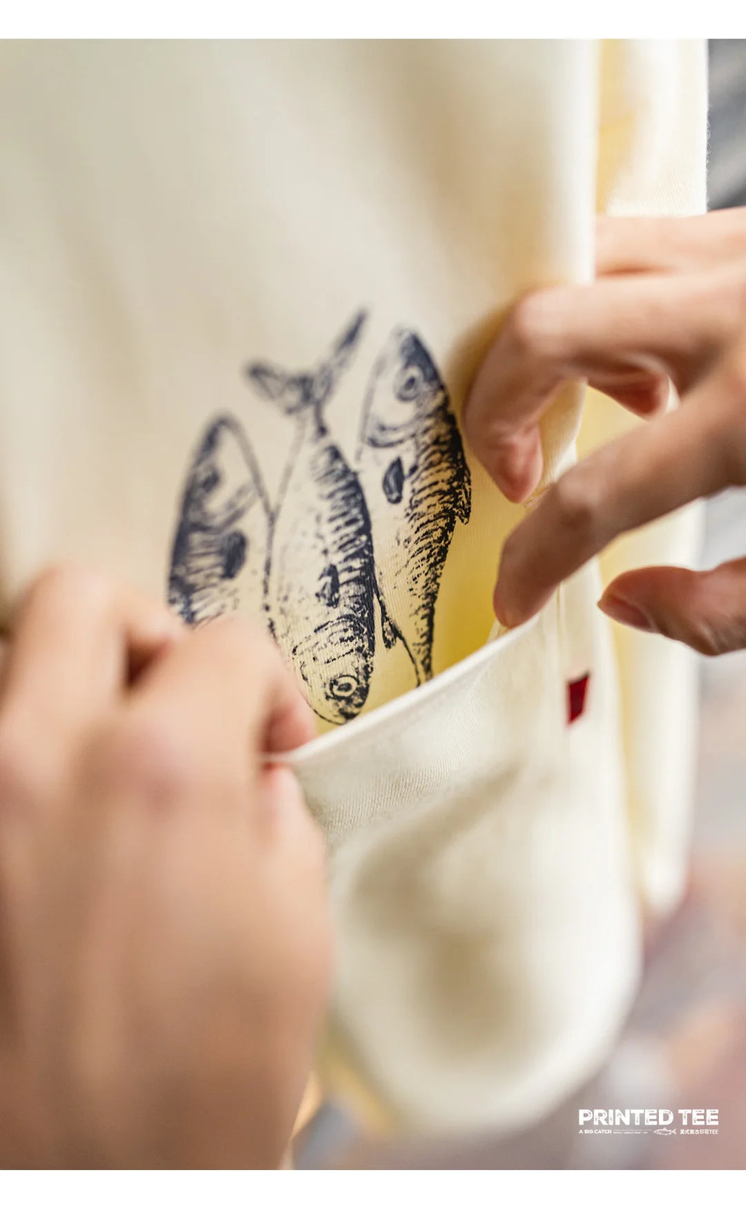 Men's Cotton Fish Printed Long Sleeve Tee | Casual Comfort Wear
