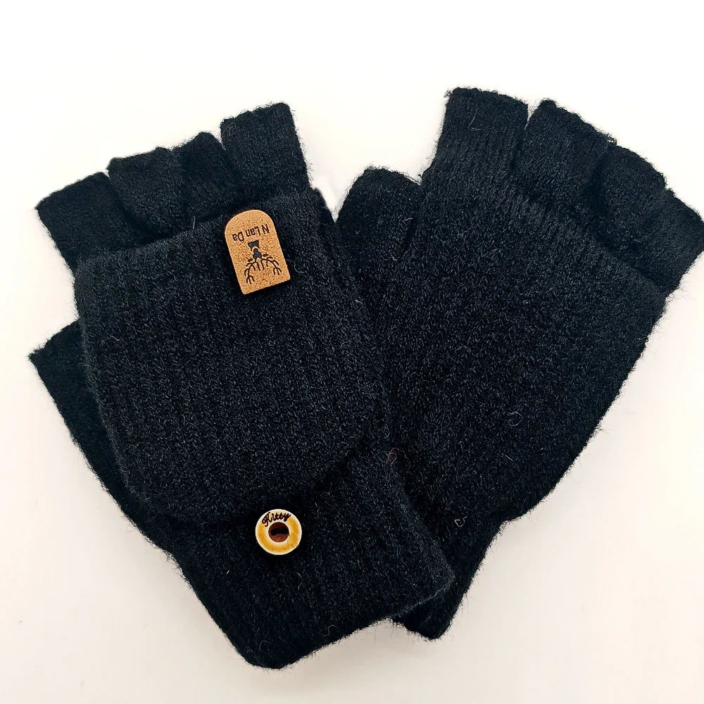 Half Finger Winter Gloves | Convertible Fingerless Mittens for All