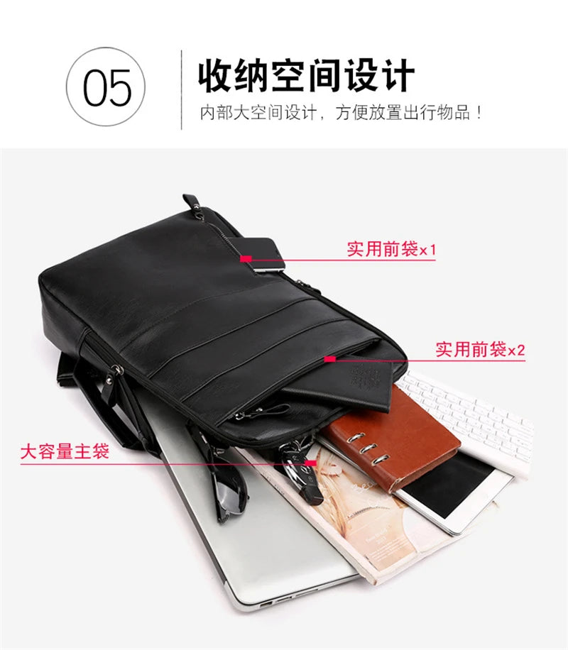 Waterproof PU Leather Business Backpack | Large Capacity USB Rucksack