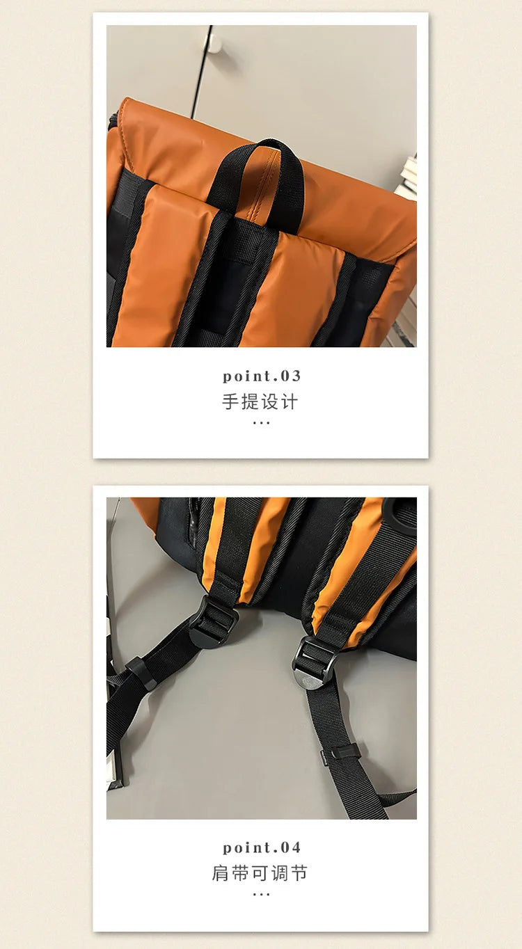 Large Waterproof Leather Backpack for Travel & Business - Unisex